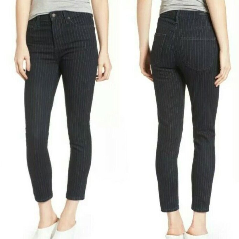 Citizens of Humanity Rocket Crop High Rise Skinny Jeans‎ Railroad Pinstripe Navy